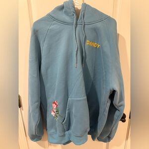 DANDY Blue Women's Hoodie with Floral Embroidery